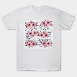 Floral Bouquet Watercolor Garden Romantic Cute Girly Blue Botanical T-Shirt